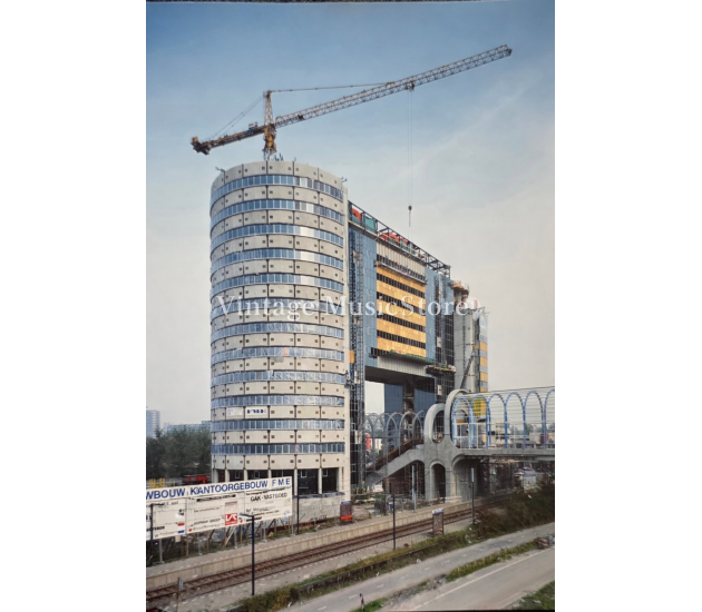Bijzondere vintage foto van de Mandelabrug en het FME-kantoor, Zoetermeer 20x25cm