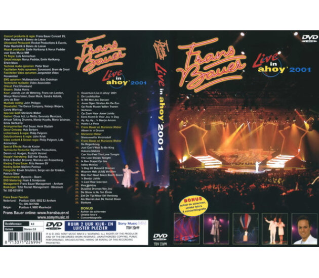 Frans Bauer - Live In Ahoy' 2001 (DVD, 2002)